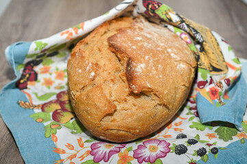 homemade freshly baked bread on a wooden table 17