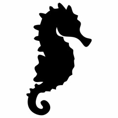 black seahorse silhouette in the sea © Kuldi