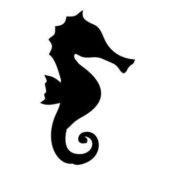 recommend clip art: black seahorse silhouette in the sea