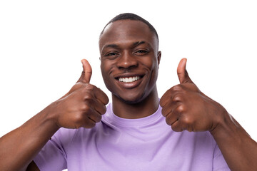 young charismatic 30 year old american guy dressed in a cotton t-shirt grimacing on a white background