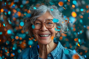 Obraz na płótnie Canvas Celebrate Diversity: A Gray-Haired Lady Smiling for the Camera Generative AI