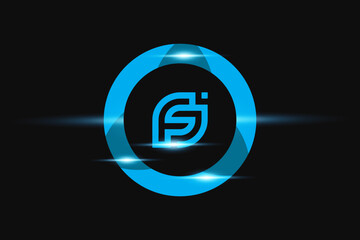 FJ Blue logo Design. Vector logo design for business.