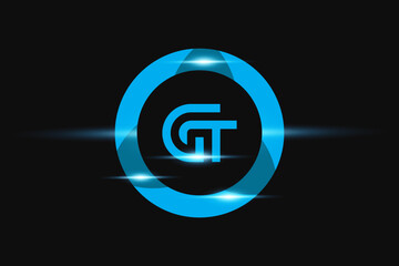 GT Blue logo Design. Vector logo design for business.