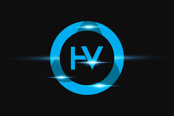 HV Blue logo Design. Vector logo design for business. - obrazy, fototapety, plakaty