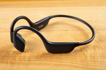 a black bone conduction headset