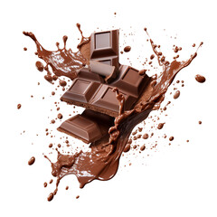 chocolate bar splash isolated on transparent background Remove png, Clipping Path, pen tool, white