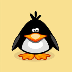 Cute penguin icon is in flat style. Cold winter symbol. Antarctic bird, animal illustration.