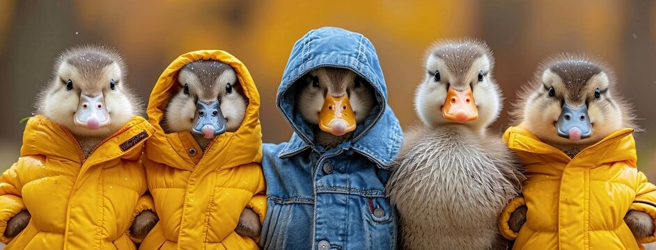 Fall Fashion: Ducks in Coats Generative AI