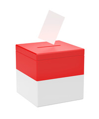 Concept image for election in Indonesia, ballot box with voting paper