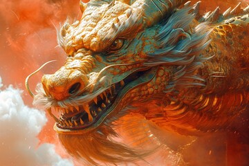 Dragon's Breath: A Fantasy Creature in a Digital Artwork Generative AI
