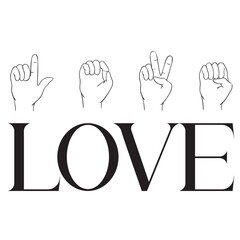 Fototapeta premium love hand sign language letter hand design lettering laser cut vector text 