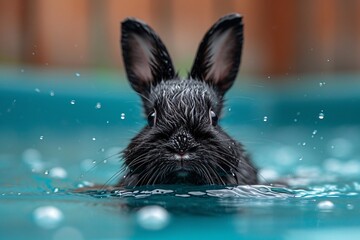 Rabbit in a Pool: A Cool and Fresh Take on the Monthly Theme of 'Rabbit Season' Generative AI