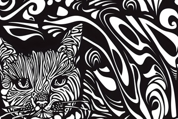 Illustration, drawing art, black and white. seamless pattern. For textile industry, prints, wallpaper.