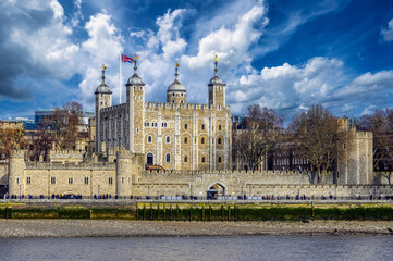 Tower of London, seen from the south bank of the River Thames