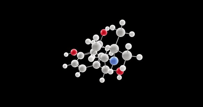 Salbutamol molecule, rotating 3D model of albuterol, looped video on a black background