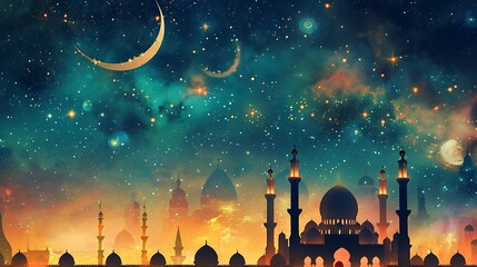 Ramadan muslim holiday background wallpaper design, greetings card, poster - obrazy, fototapety, plakaty