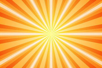 Orange Sunburst Pattern Background. Rays. Radial. Summer Banner. Vector Illustration