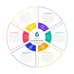 Obraz premium Circle shape infographic chart template with 6 options. 