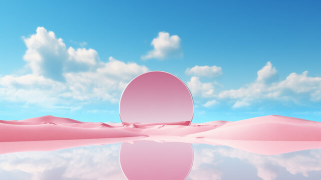 Surreal Panoramic Odyssey: Abstract 3D Render Unveiling a Mesmerizing and Otherworldly Scenery