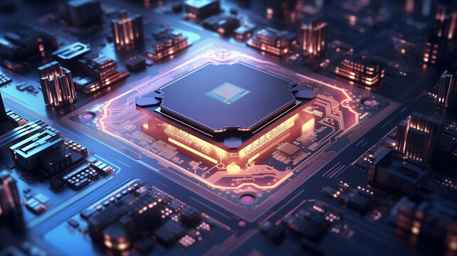 Tech Nexus: Exploring Nanotechnology Computing - Conceptual CPU on Circuit Board in the Realm of Advanced Processing Technology