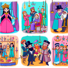 illustration of bible story for purim holiday for graphic design