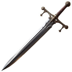 medieval sword isolated on transparent or white background, PNG