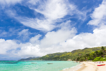 Fototapeta na wymiar Anse Royale beach summer landscape, Seychelles