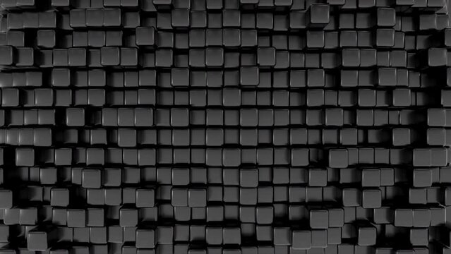 Abstract Dark Cubes Background. Dark Reflected Cubes Animation 4K.