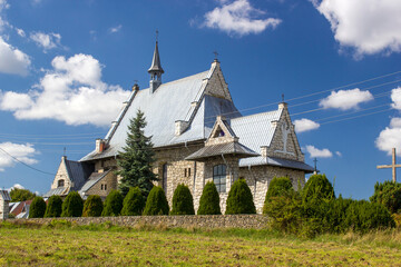 Fototapeta na wymiar A lone stone Christian church in Poland