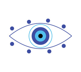 single Blue evil eye, vector set eyes symbol, stock illustration with white background. 22.11