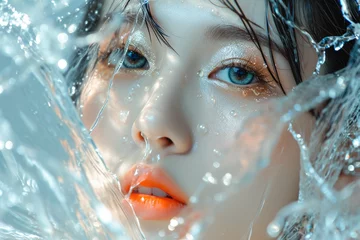 Fotobehang korean beautiful woman under the water © Kien