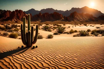 Wandcirkels aluminium cactus plant in the desert © Ateeq