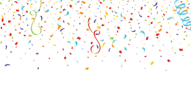 Vibrant confetti design perfect for birthdays, celebrations, and party anniversaries. This captivating background template is in vector format.