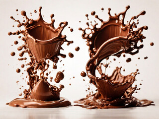 Chocolate splash on the white background 