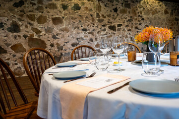 Dinner setting in stone room