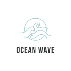 Ocean wave logo design line with circle simple concept