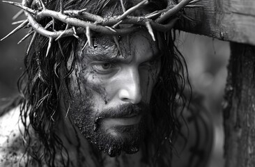 Hairy Jesus - A creative title that combines the religious theme with the current trend of beard grooming. This title is catchy and optimizes visibility on Adobe Stock. Generative AI