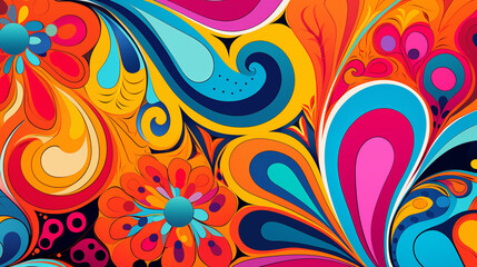 Abstract colorful background with floral ornament. 
