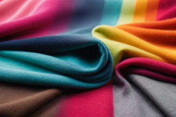 Close-up colorful cashmere fabric. Graceful and luxurious texture