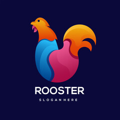 Fototapeta na wymiar Rooster logo colorful gradient illustration