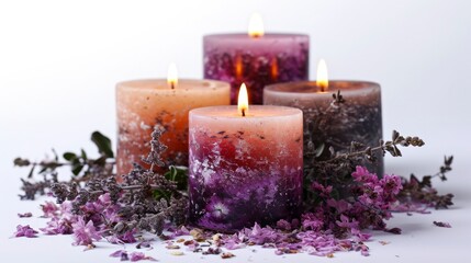Romantic candles full isolated on white background,