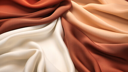 Luxurious Silk and Smooth Satin Fabric, Textured Material with Elegance, Fashionable Drapery in Pink and Red Shades