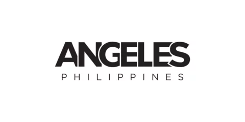 Foto auf Acrylglas Angeles in the Philippines emblem. The design features a geometric style, vector illustration with bold typography in a modern font. The graphic slogan lettering. © SolaruS
