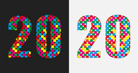 Bubble number - 20. Glitter figure of colored dots