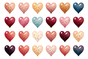 Fototapeta premium A set of watercolor hearts of different colors. Elements for postcards, postcards, and advertisements. A concept for Valentine's Day, without a background