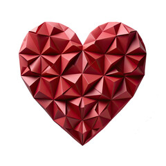 Red origami heart made of paper. Isolated illustration on the theme of love, Valentine's Day