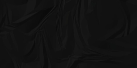 Fototapeta premium Dark black paper crumpled texture. black fabric crushed textured crumpled. Black wrinkly backdrop paper background. panorama grunge wrinkly paper texture background, crumpled pattern texture.