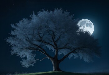 Tree in moonlight night background