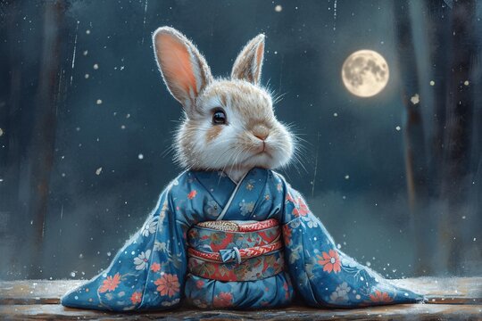 Rabbit in a Kimono: A Cute and Creative Artwork for the Month of April Generative AI