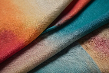 Close-up colorful linen fabric. Graceful and luxurious texture